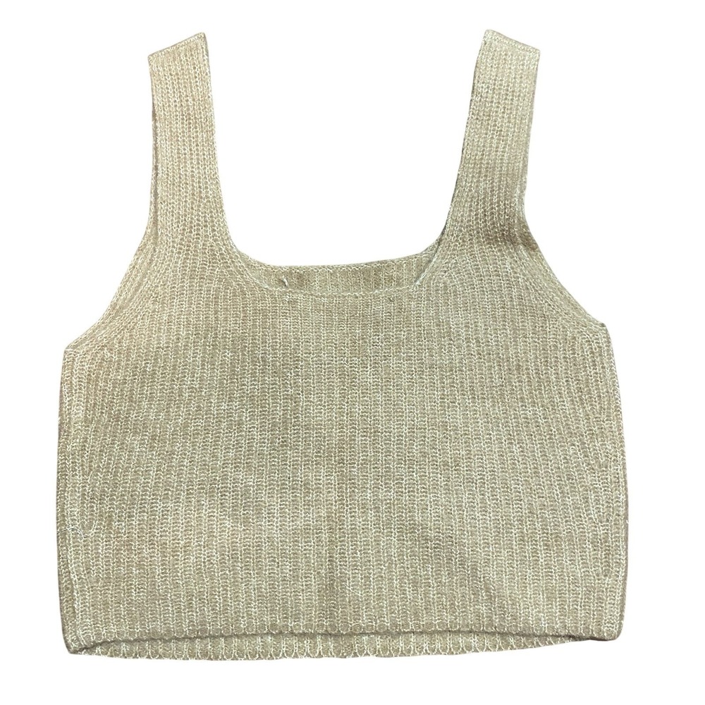 Everlane NWT The Cozy Stretch Tank in Camel Crop Top Size Small Wool - Picture 4 of 9